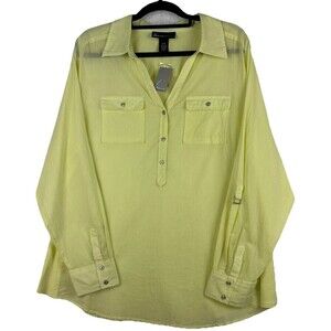2/$30 Lane Bryant V Neck Popover Shirt Size 18/20 Lightweight Roll Tab NWT